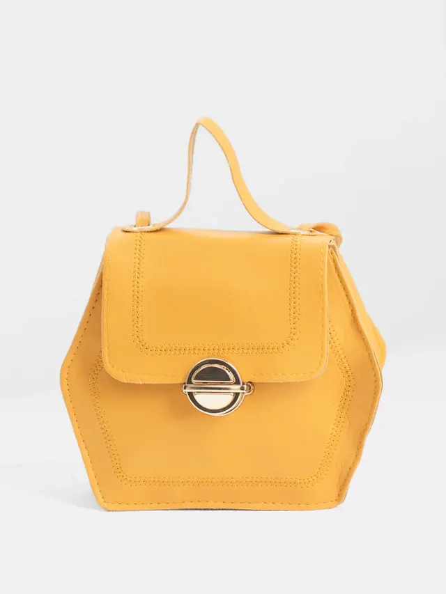 Шестиугольная женская сумка с замком — фото 4