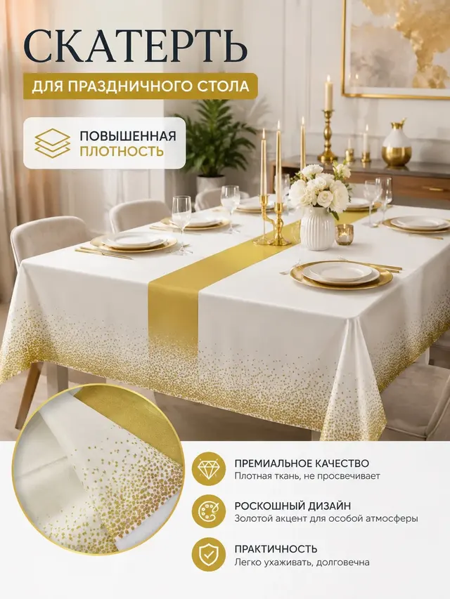 Скатерть одноразовая, 274*137 см