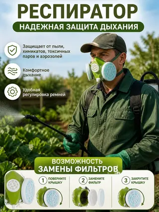 Маска с двумя фильтрами, двухфильтровая респираторная маска, респиратор