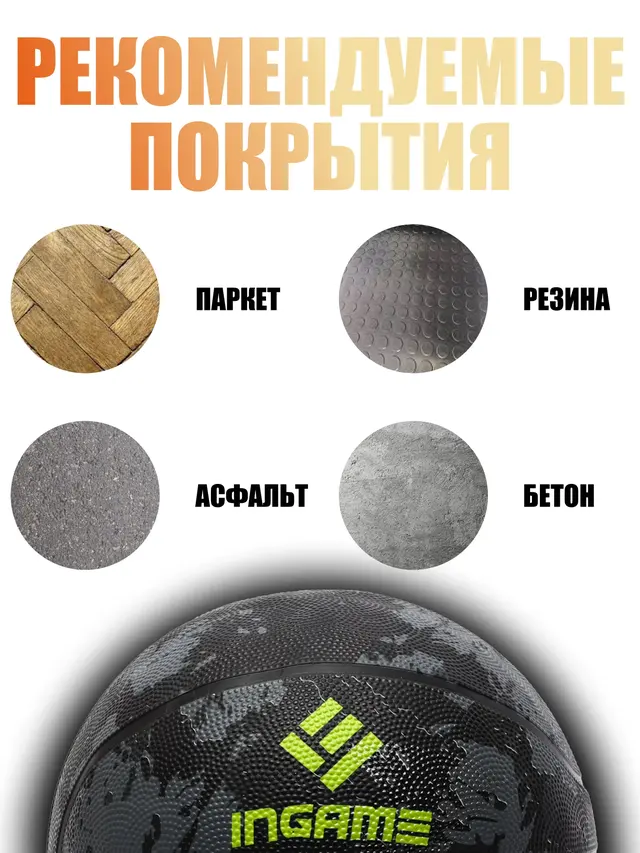 Мяч баскетбольный Ingame Camo №7, серый — фото 4
