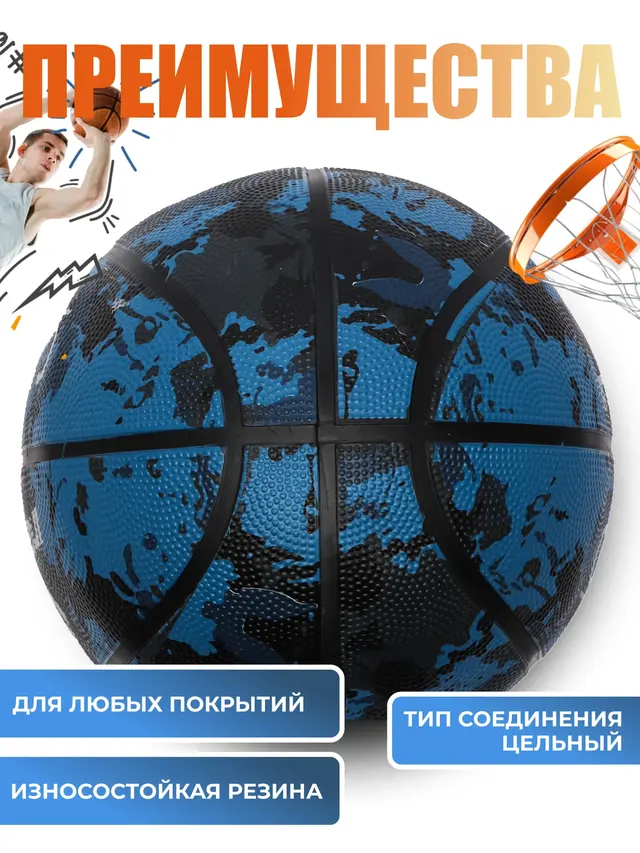 Мяч баскетбольный Ingame Camo №7, синий — фото 2