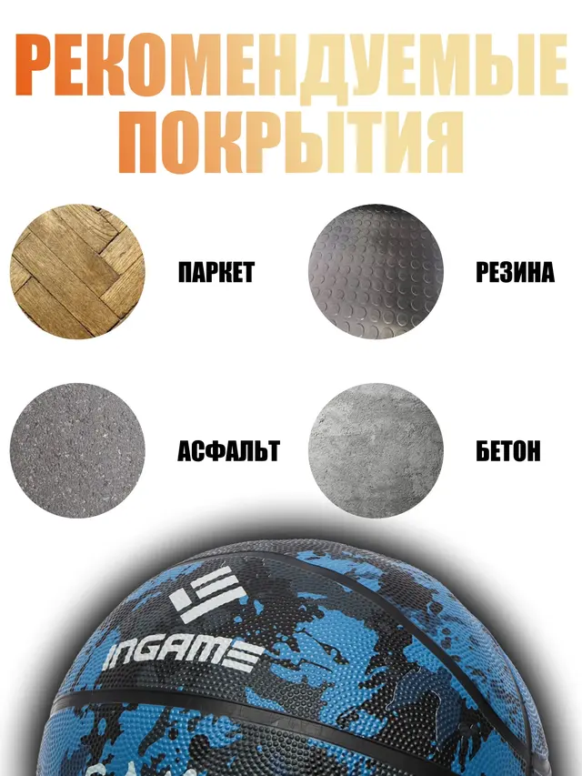 Мяч баскетбольный Ingame Camo №7, синий — фото 4