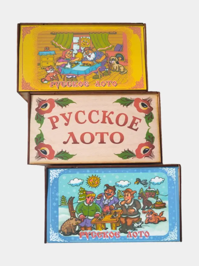 Подарочное русское лото в деревянной шкатулке с рисунком