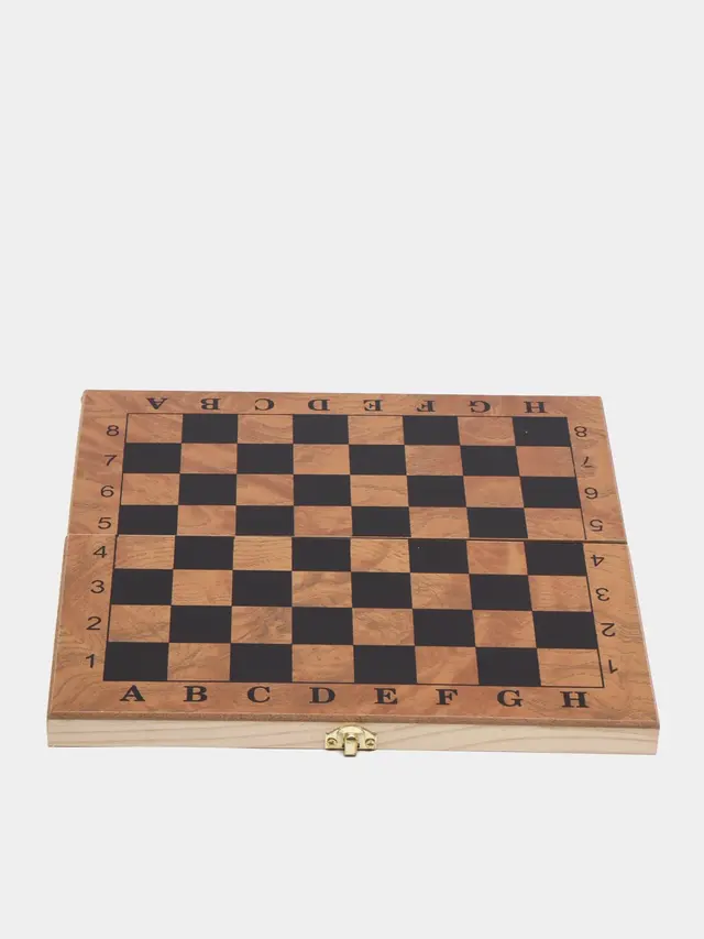 Шахматы с деревянной доской 3 в 1: нарды, шахматы, шашки, 23,5 x 23,5 см — фото 2
