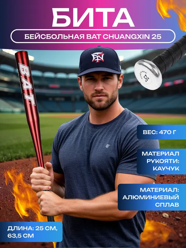 Бита бейсбольная алюминиевая BAT Chuangxin 25", 63,5 см — фото 2