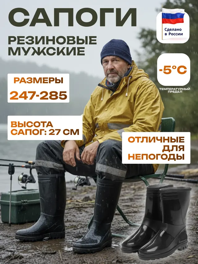 Сапоги резиновые мужские, ПВХ