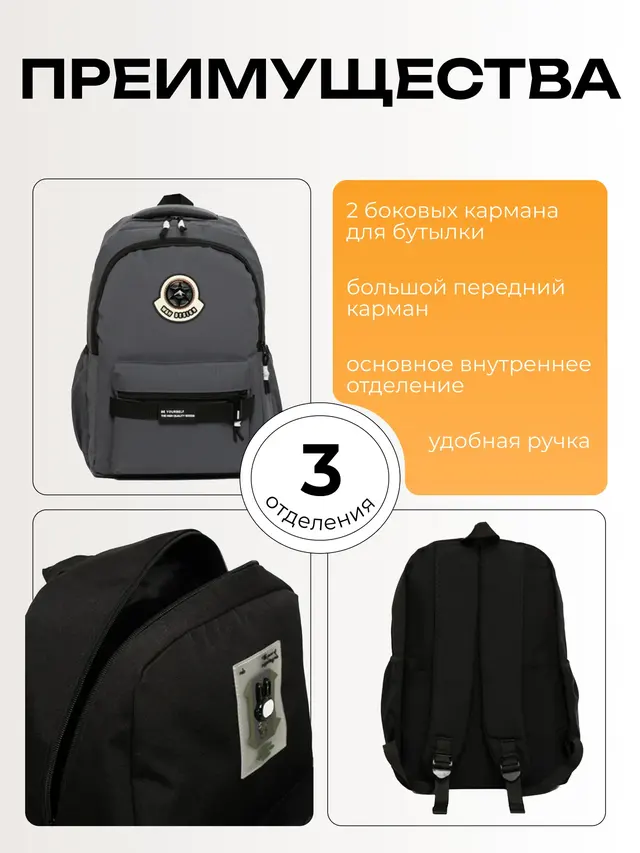Рюкзак молодежный, городской, для учебы, прогулок, путешествий, спорта — фото 4