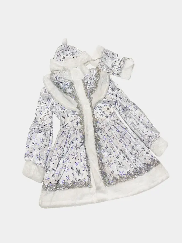 Новогодний карнавальный костюм "Снегурочка с кокеткой", атлас 3-8 лет — фото 2