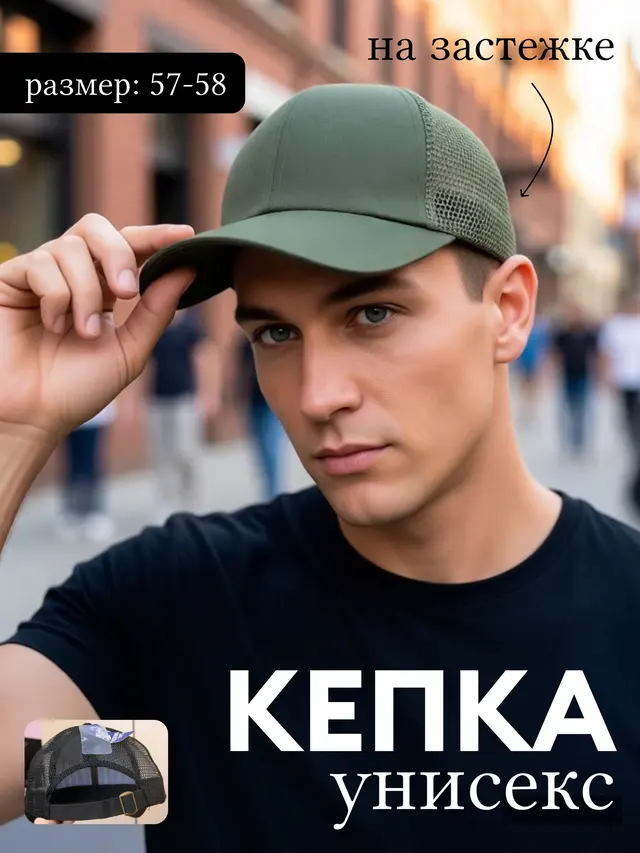 Кепка, бейсболка мужская, женская, с сеткой, унисекс, летняя — фото 3